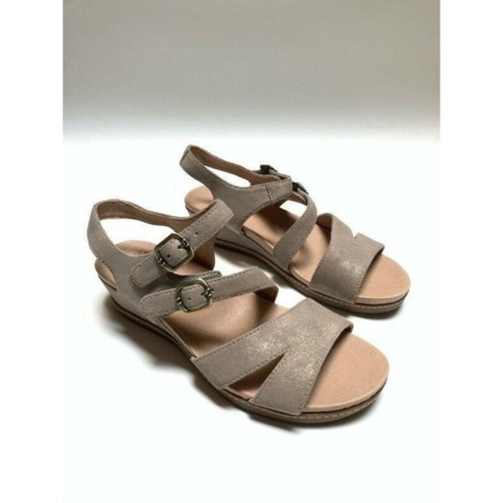 Dansko Womens Angela Ankle Strap Sandals Metallic